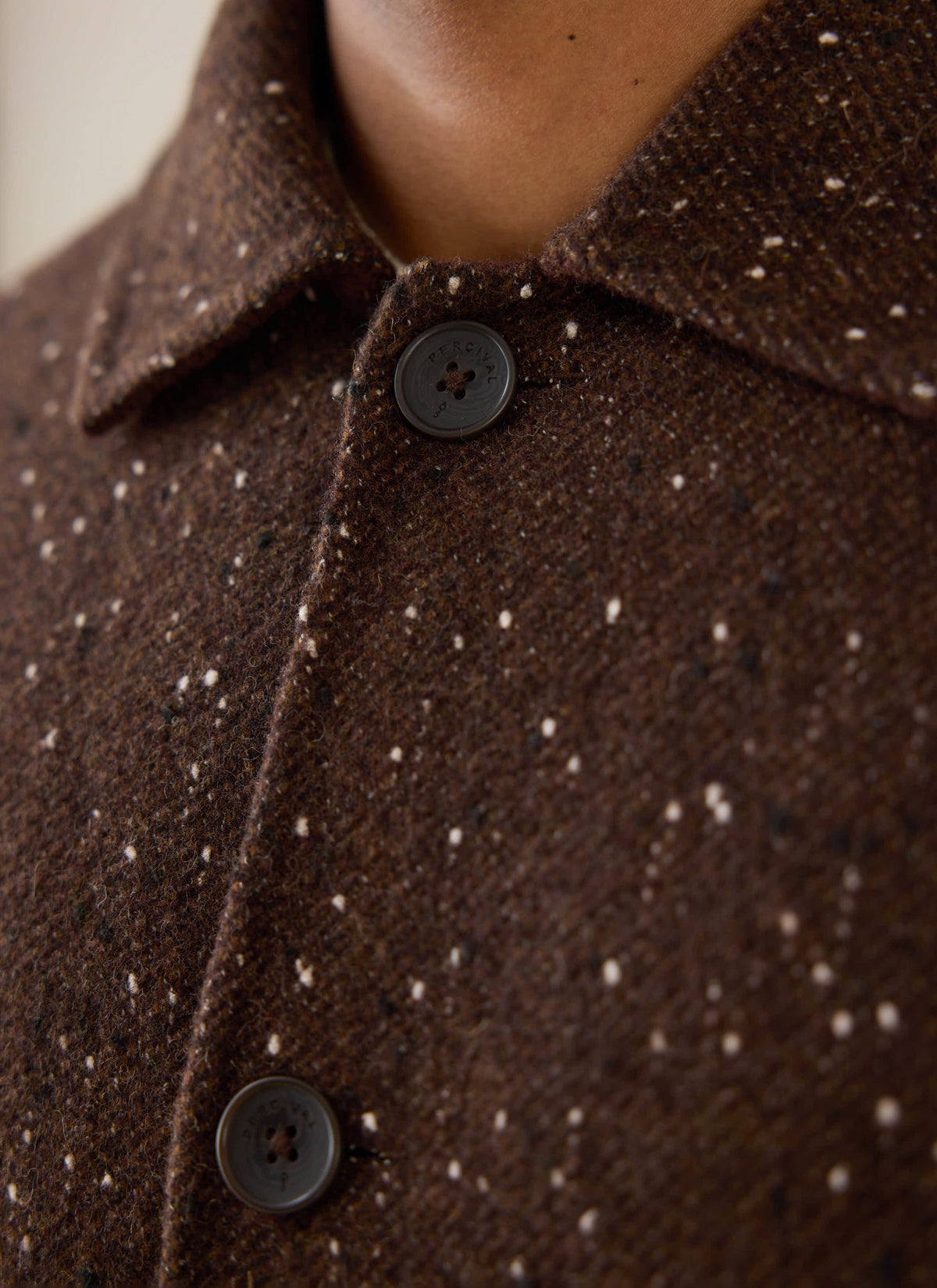 Men's Long Overcoat - Minnesota - Brown Fleck Twill | Percival