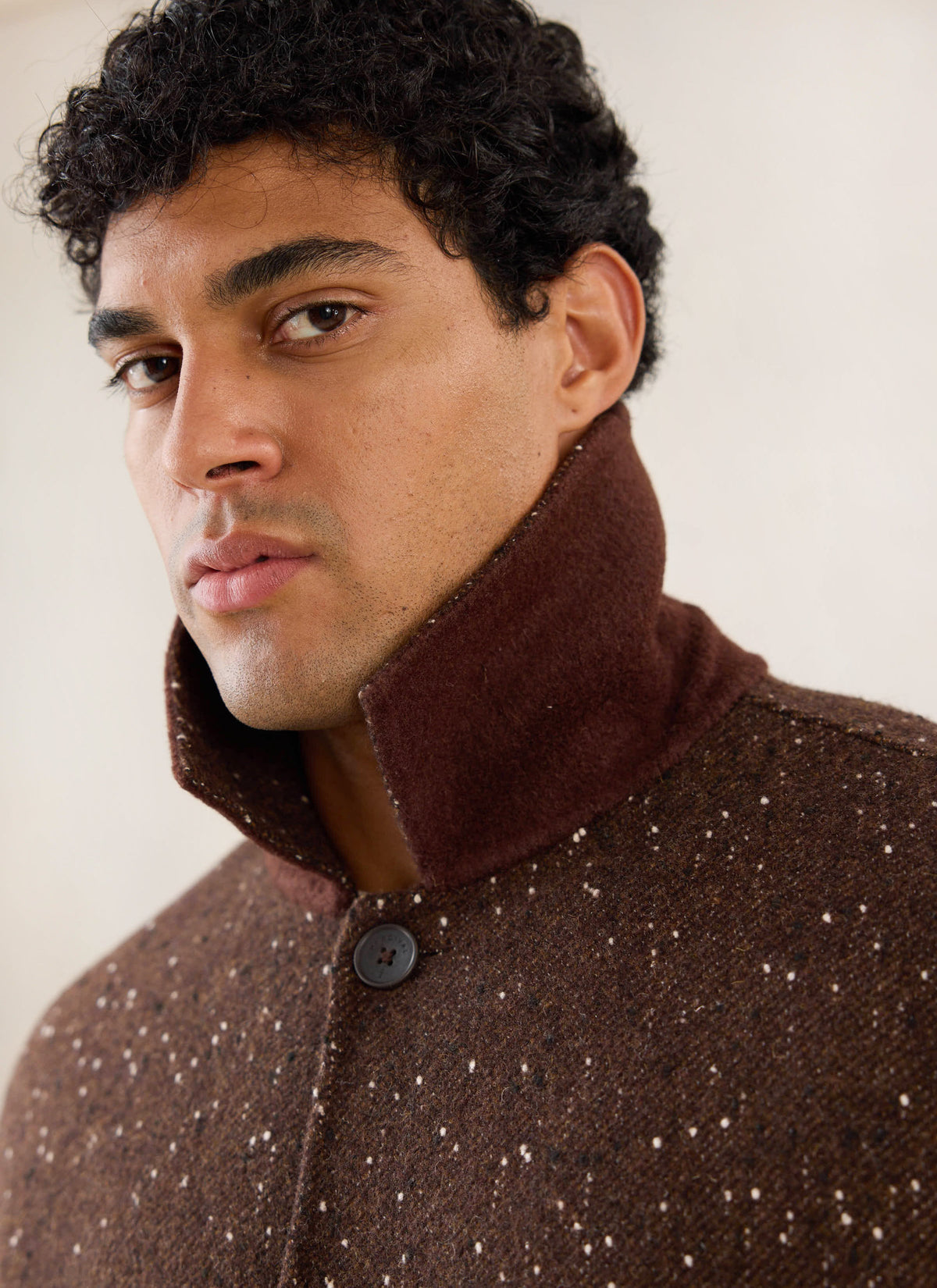 Men's Long Overcoat - Minnesota - Brown Fleck Twill | Percival