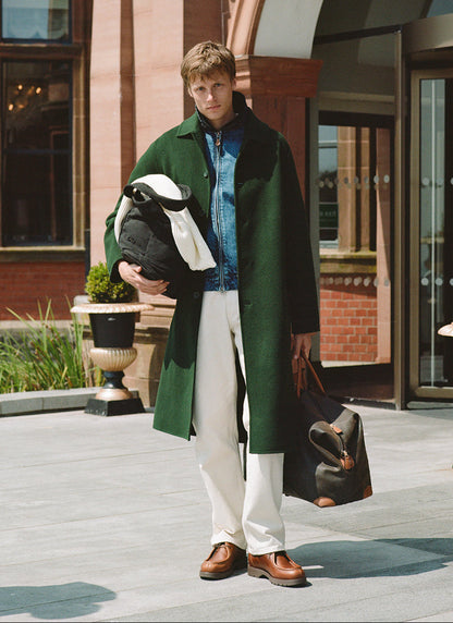 Men's Wool Minnesota Overcoat - Forest Green | Percival