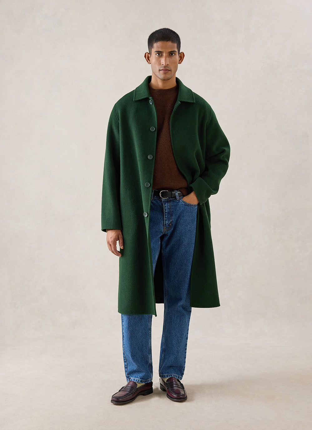 Men's Wool Minnesota Overcoat - Forest Green | Percival