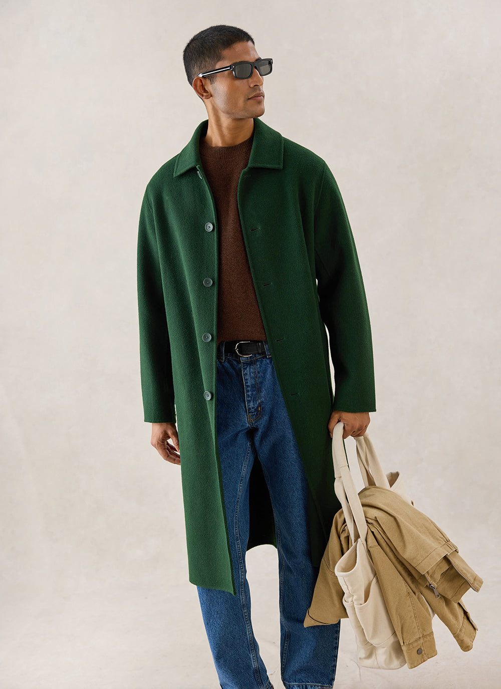Men's Wool Minnesota Overcoat - Forest Green | Percival