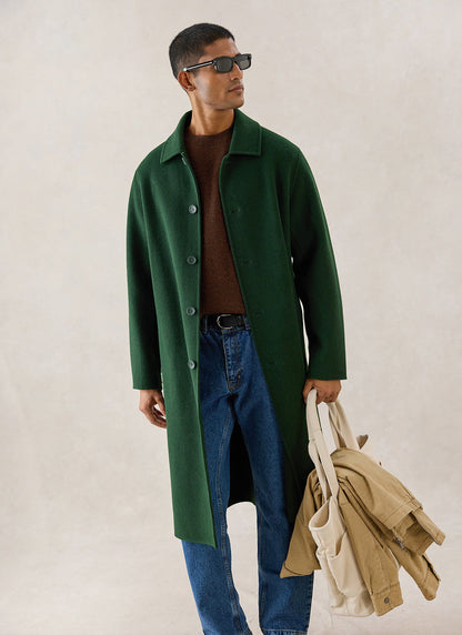 Men's Wool Minnesota Overcoat - Forest Green | Percival