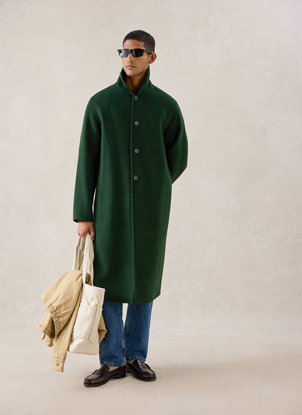 Men's Wool Minnesota Overcoat - Forest Green | Percival