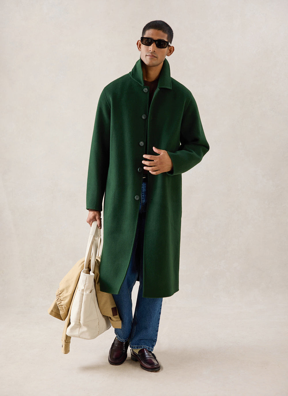 Men's Wool Minnesota Overcoat - Forest Green | Percival