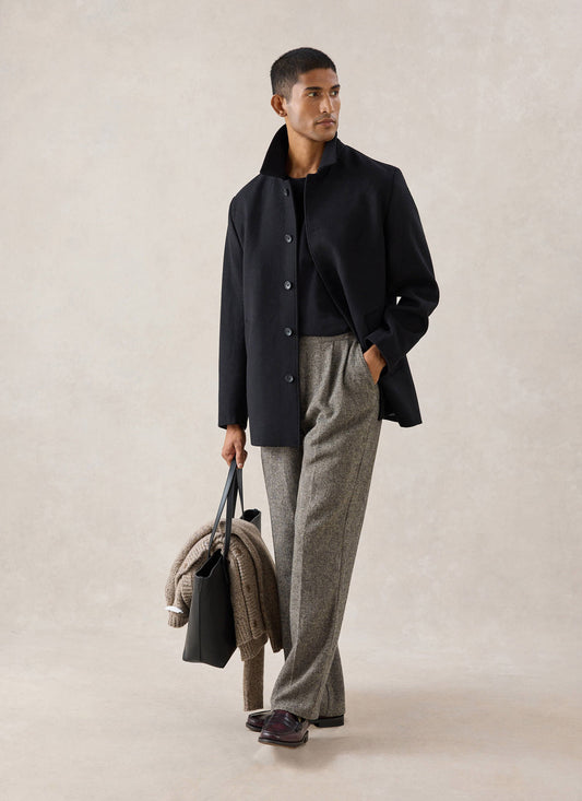 Men's Peacoat - Melton Wool - Black | Percival