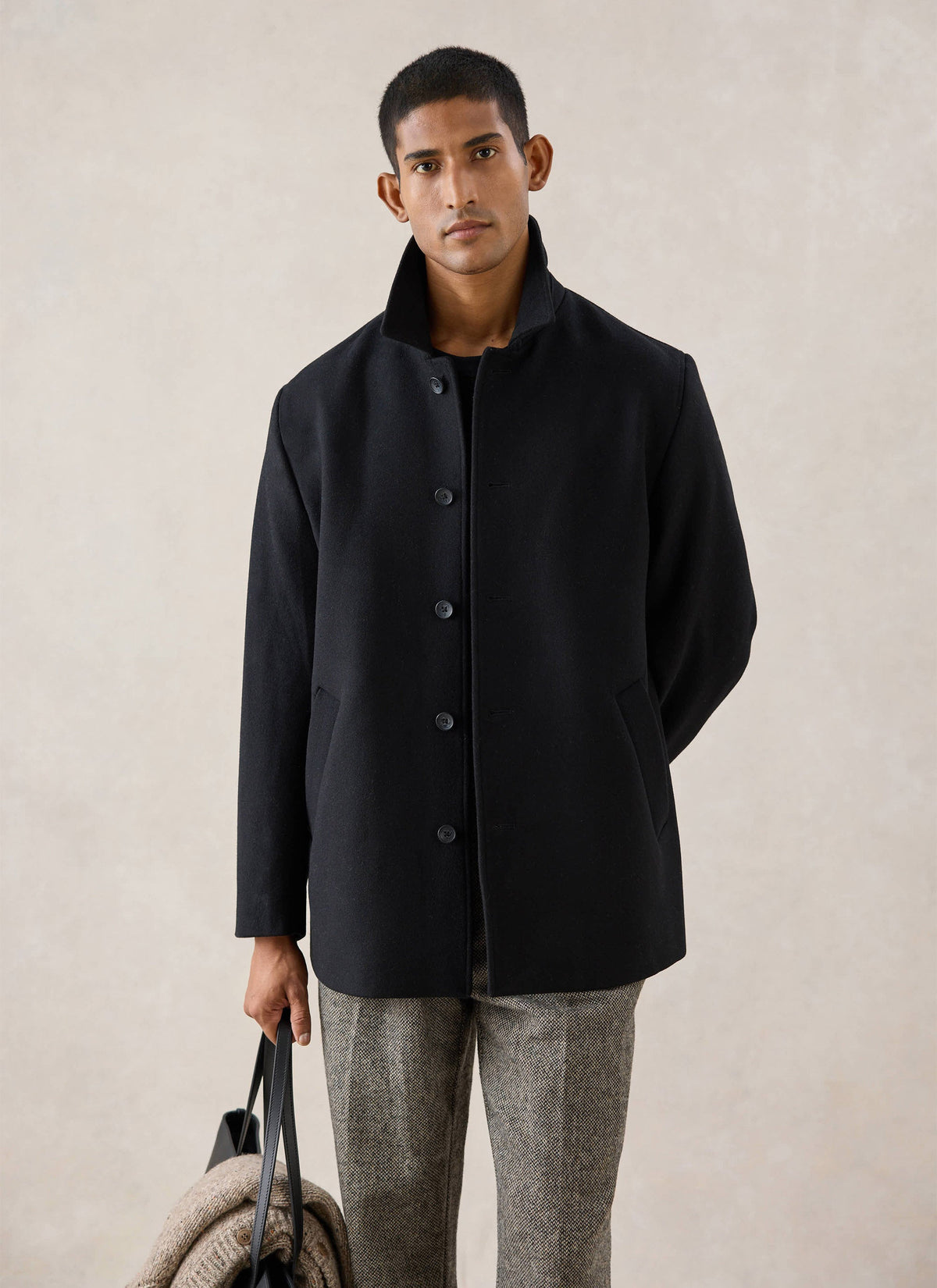 Men's Peacoat - Melton Wool - Black | Percival