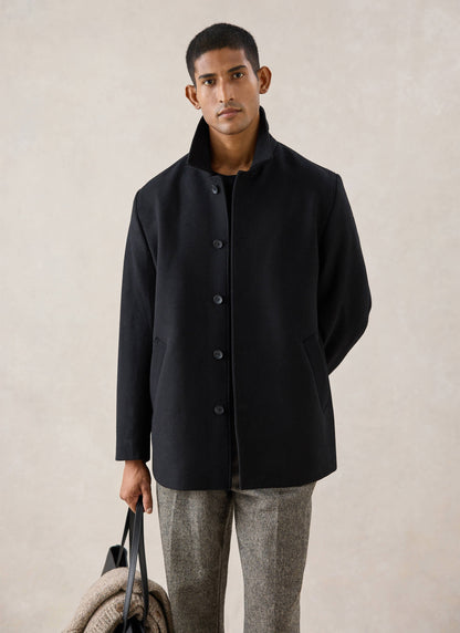 Men's Peacoat - Melton Wool - Black | Percival