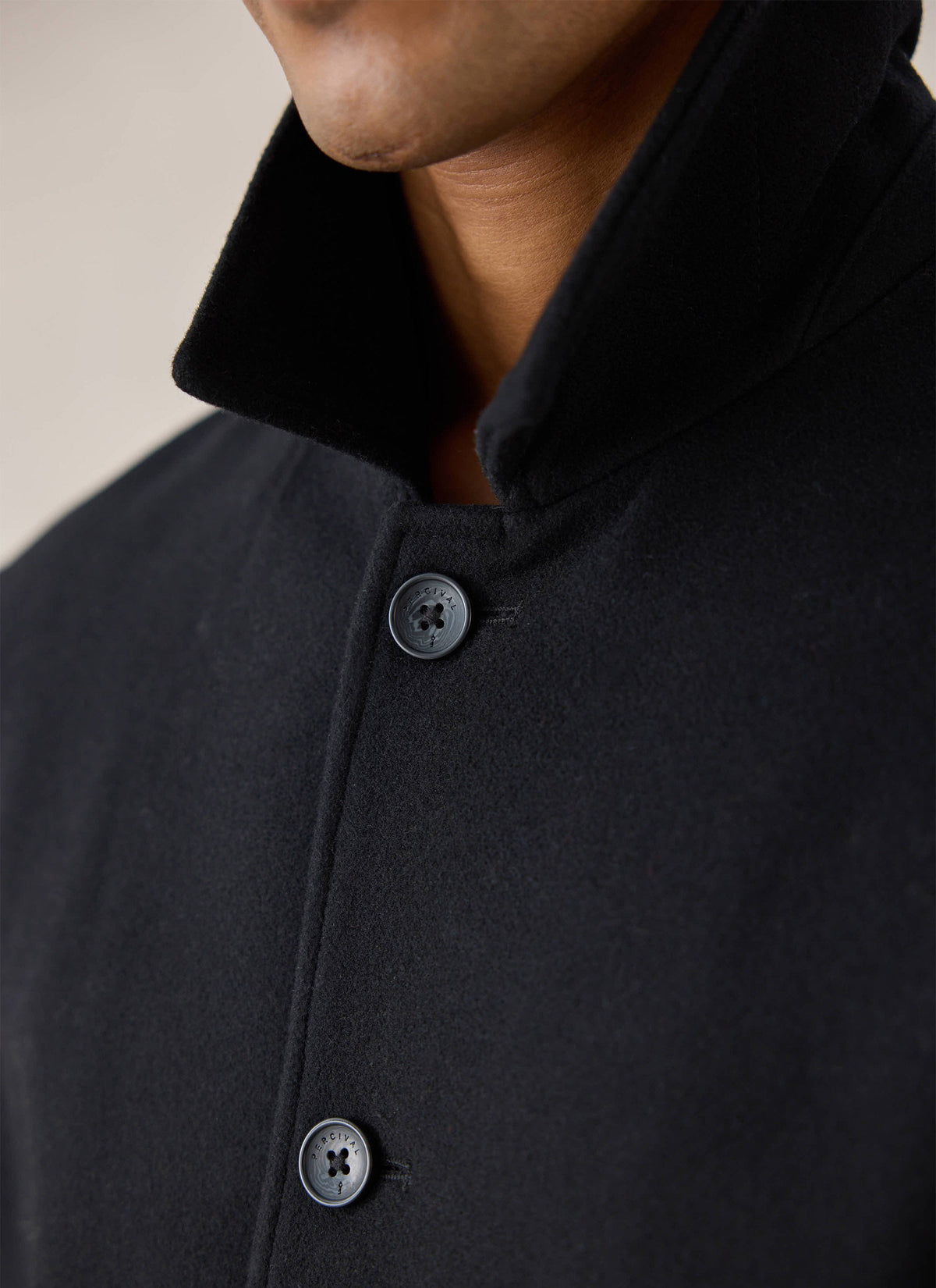 Men's Peacoat - Melton Wool - Black | Percival