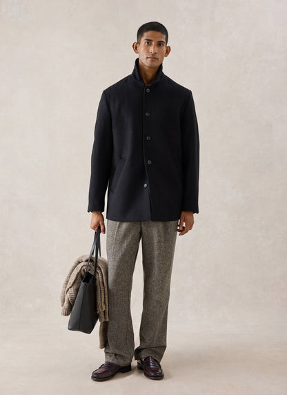 Men's Peacoat - Melton Wool - Black | Percival