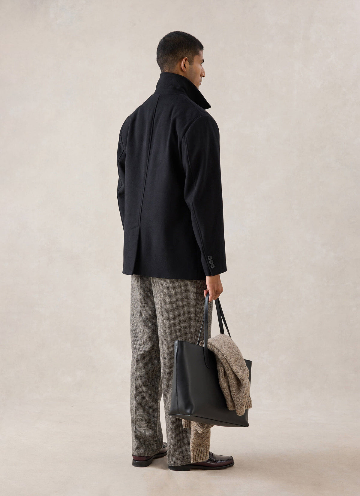 Men's Peacoat - Melton Wool - Black | Percival