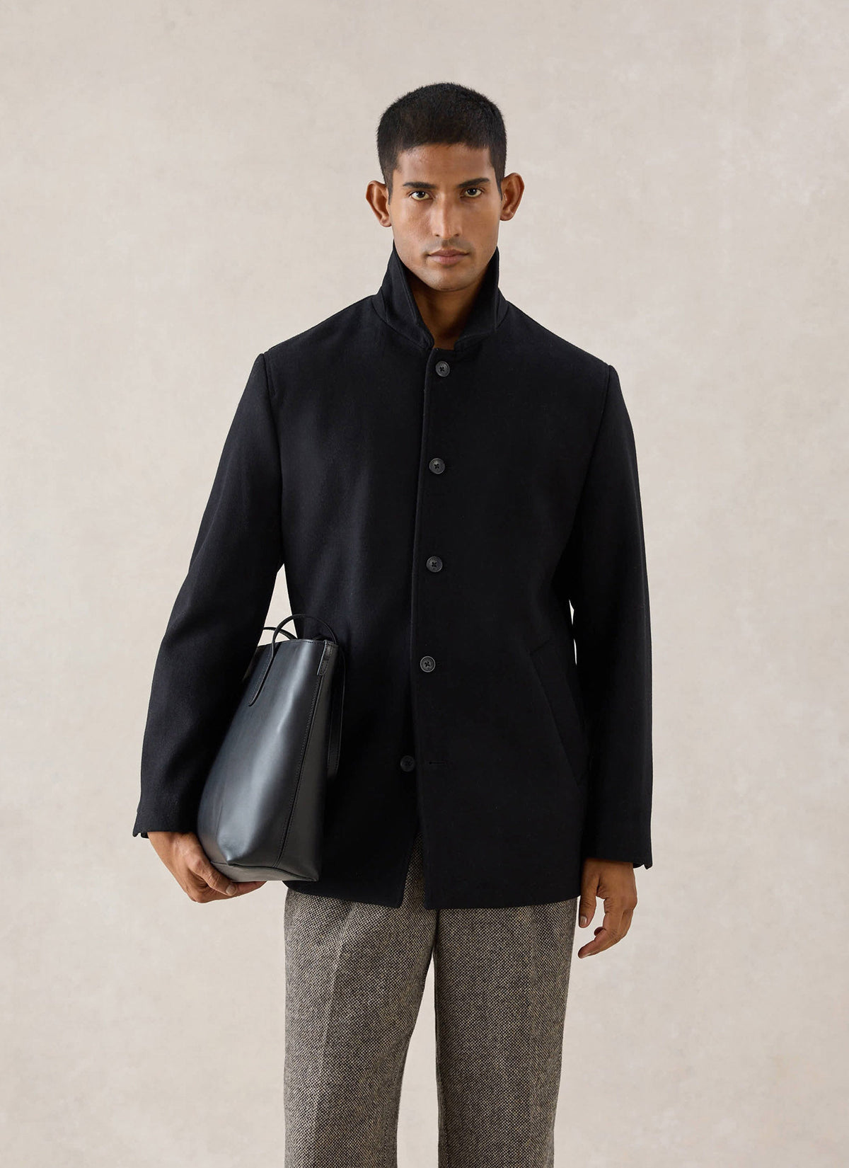 Men's Peacoat - Melton Wool - Black | Percival