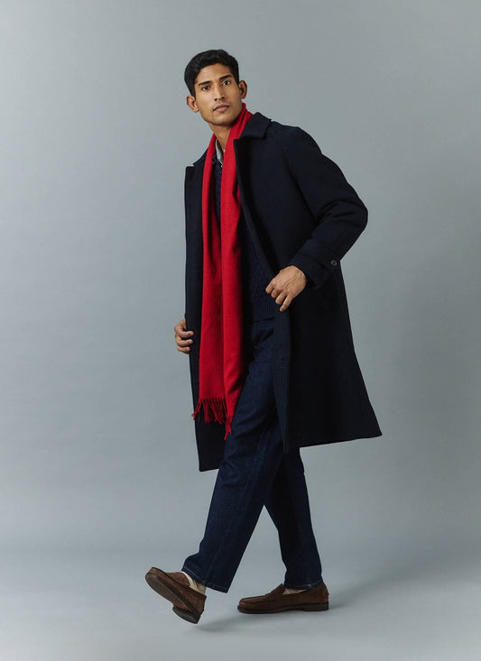 Men’s Car Coat - Wool Overcoat - Navy Blue | Percival