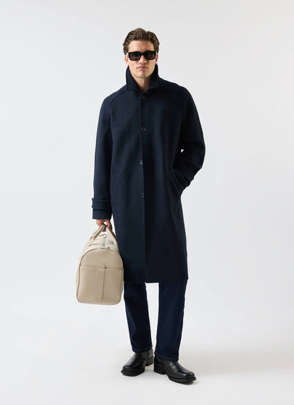 Men’s Car Coat - Wool Overcoat - Navy Blue | Percival