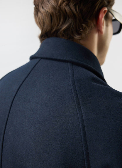 Men’s Car Coat - Wool Overcoat - Navy Blue | Percival