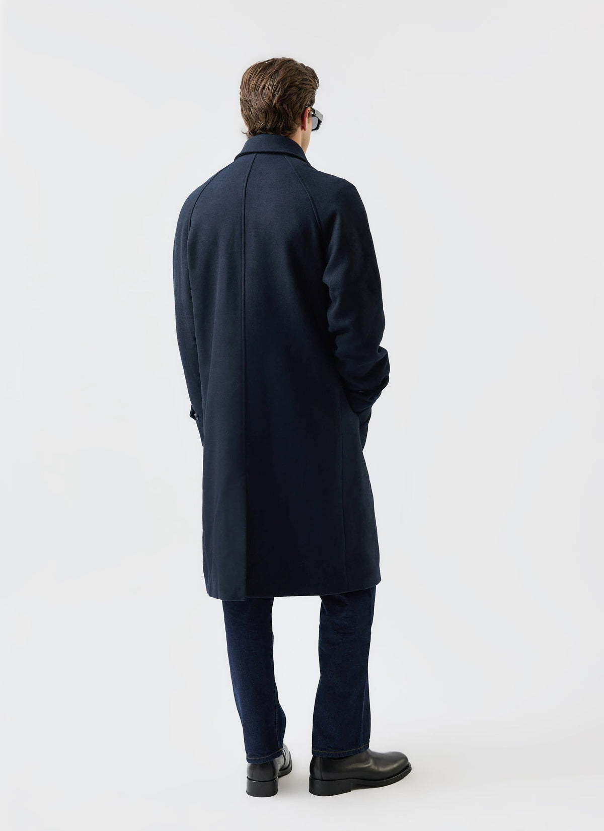 Men’s Car Coat - Wool Overcoat - Navy Blue | Percival