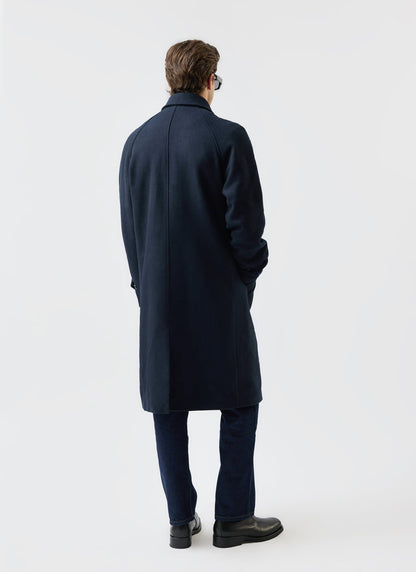 Men’s Car Coat - Wool Overcoat - Navy Blue | Percival