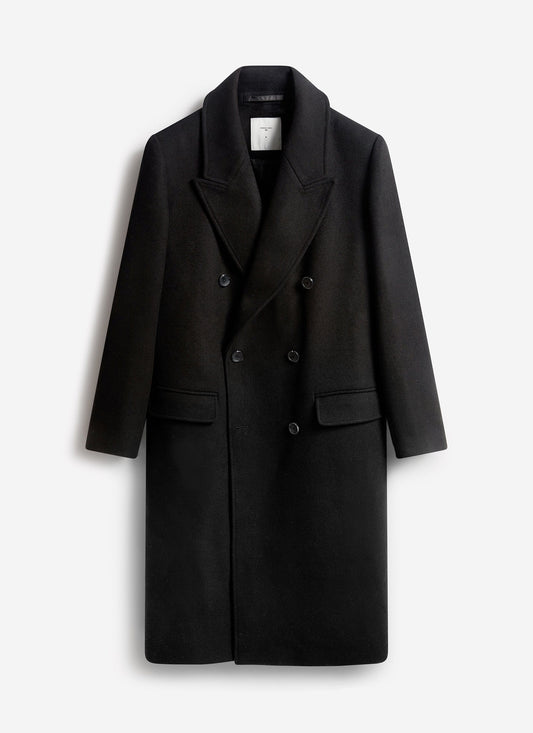 Double Breasted Overcoat - Wool - Black | Percival