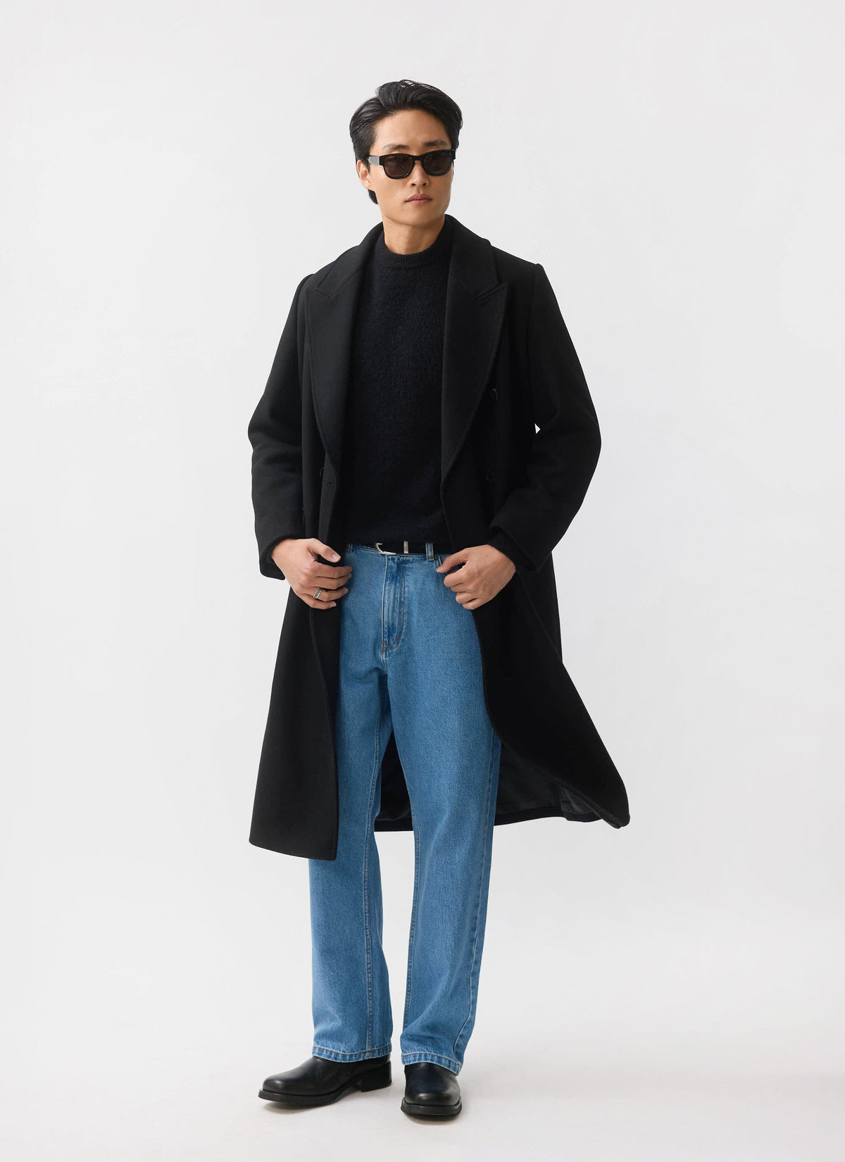 Double Breasted Overcoat - Wool - Black | Percival