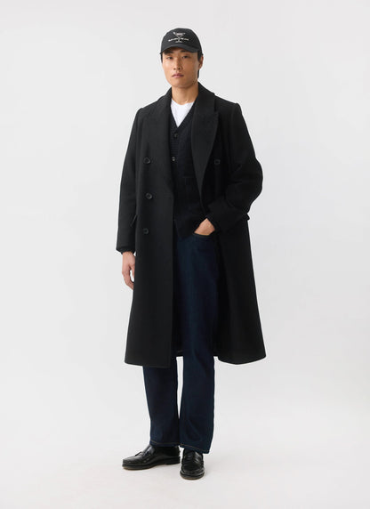 Double Breasted Overcoat - Wool - Black | Percival