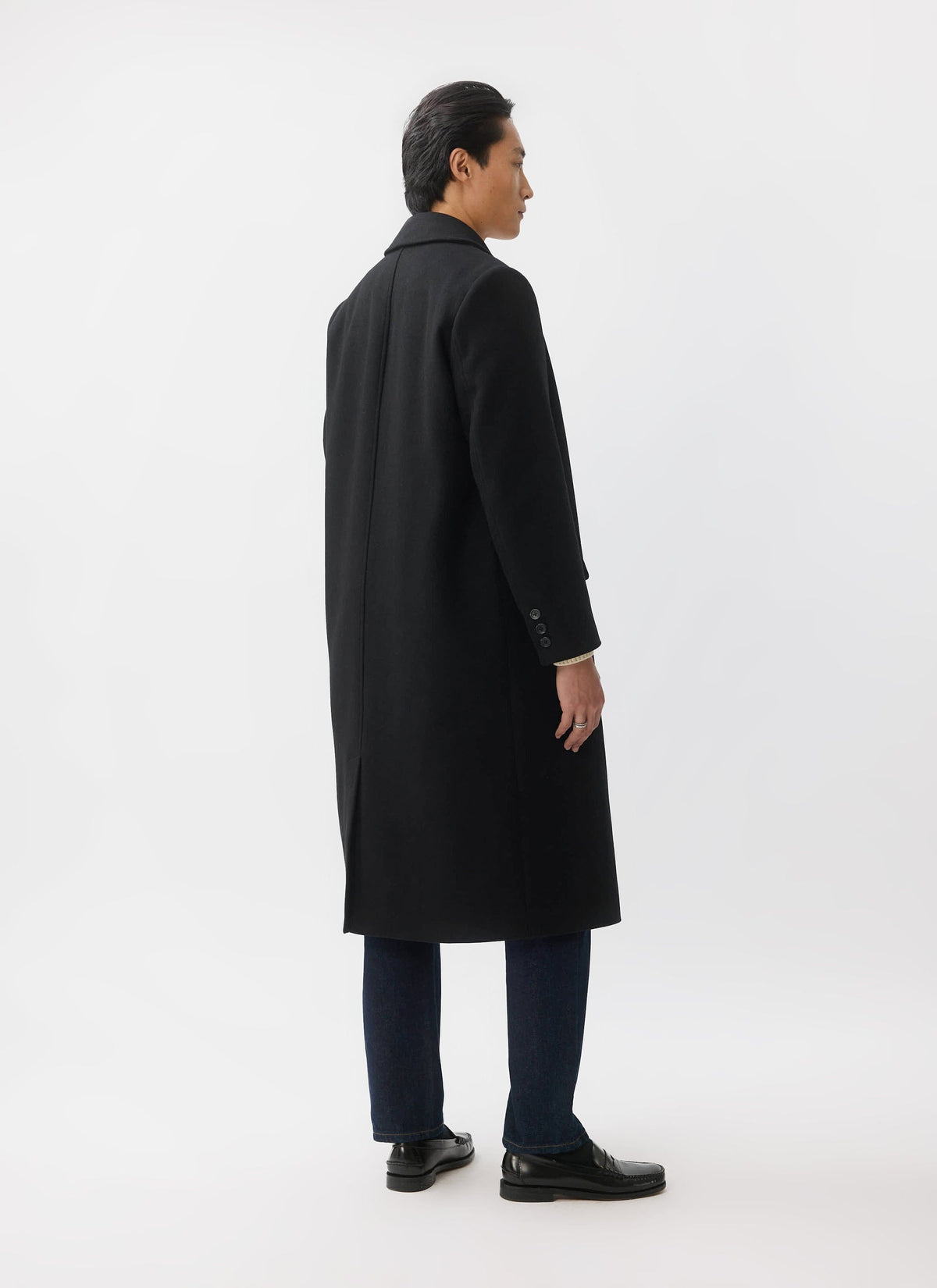 Double Breasted Overcoat - Wool - Black | Percival