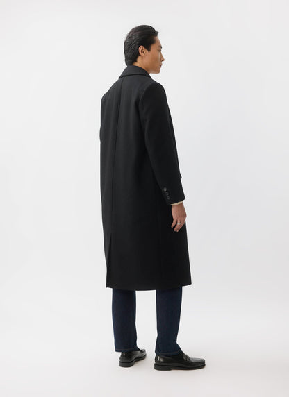Double Breasted Overcoat - Wool - Black | Percival