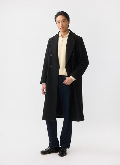 Double Breasted Overcoat - Wool - Black | Percival