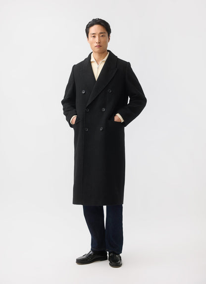 Double Breasted Overcoat - Wool - Black | Percival