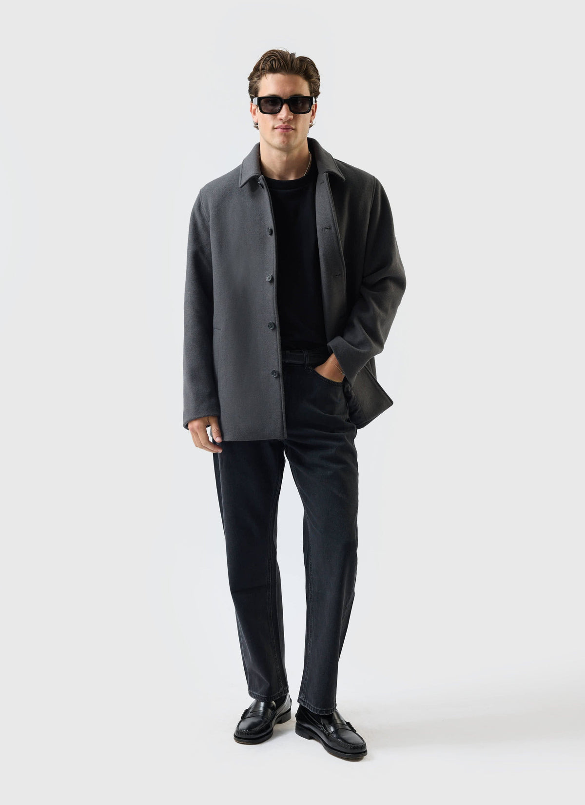 Peacoat - Melton Wool - Charcoal Grey | Percival