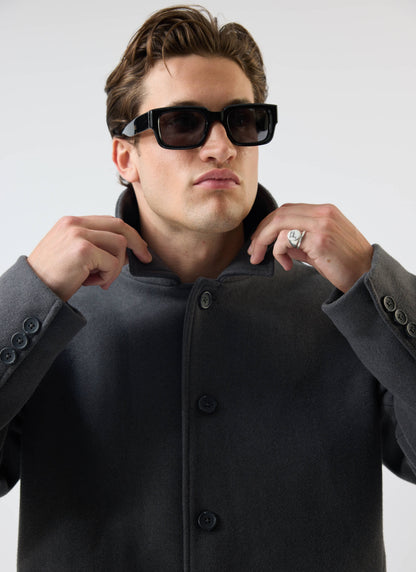 Peacoat - Melton Wool - Charcoal Grey | Percival