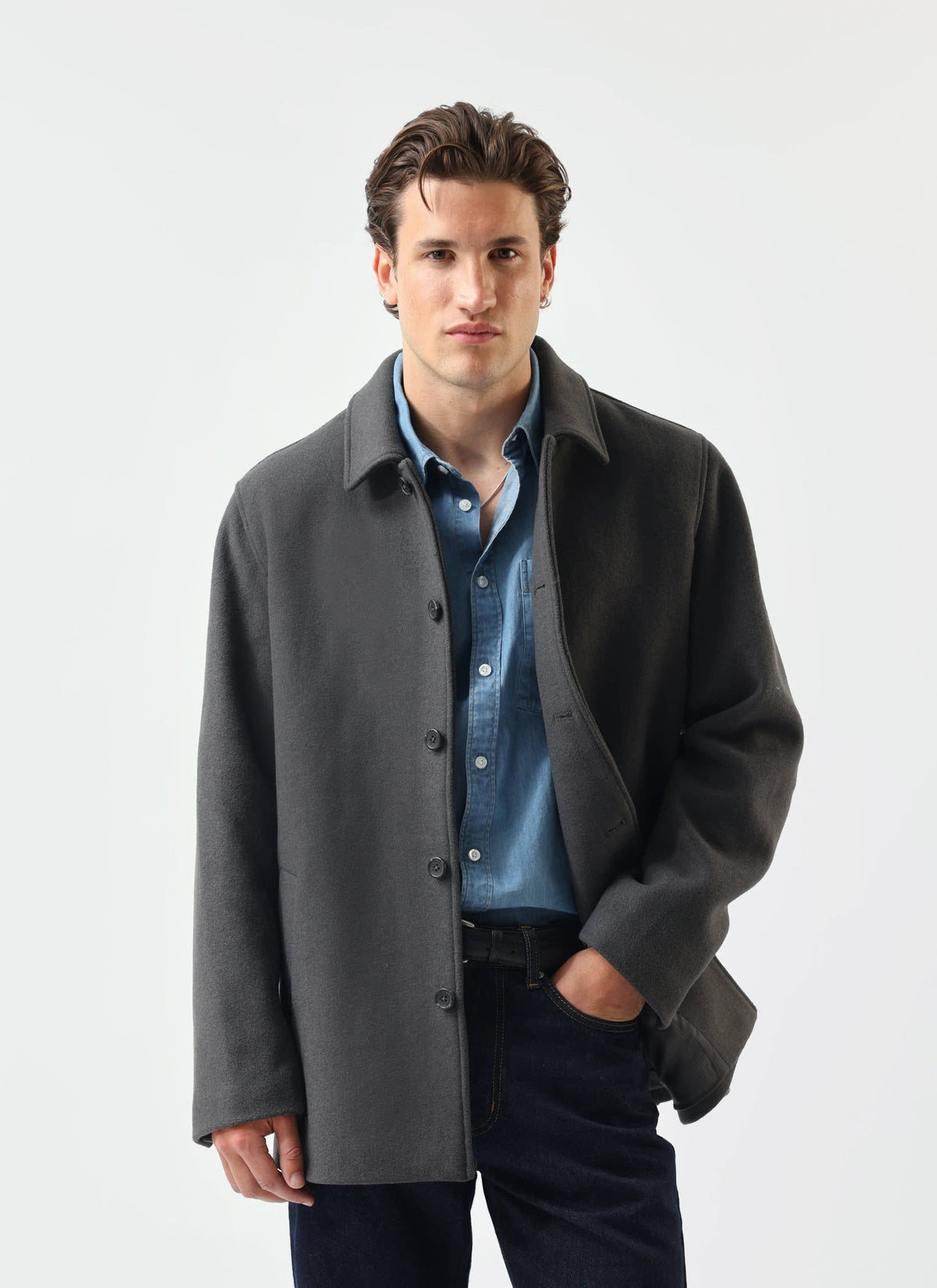 Peacoat - Melton Wool - Charcoal Grey | Percival