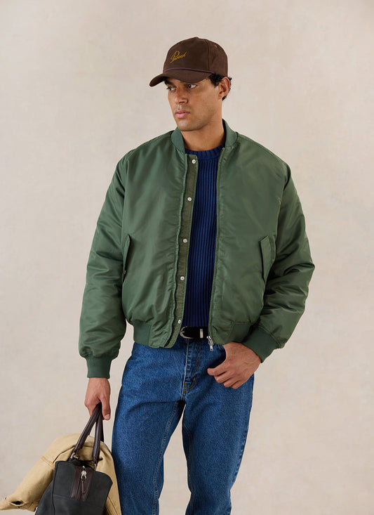 Men's Bomber Jacket - Nylon - Forest Green | Percival