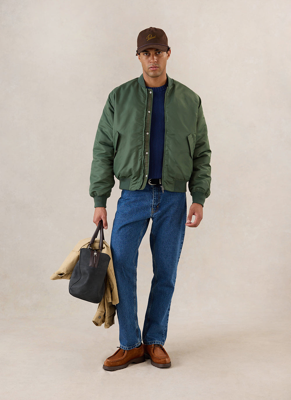 Men's Bomber Jacket - Nylon - Forest Green | Percival