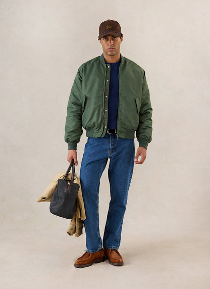 Men's Bomber Jacket - Nylon - Forest Green | Percival