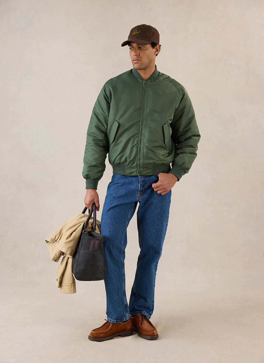 Men's Bomber Jacket - Nylon - Forest Green | Percival