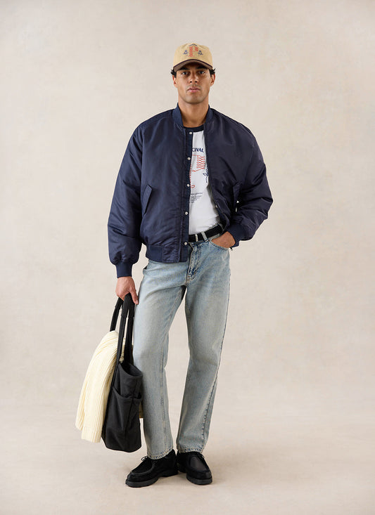 Men's Bomber Jacket - Nylon - Midnight Blue | Percival