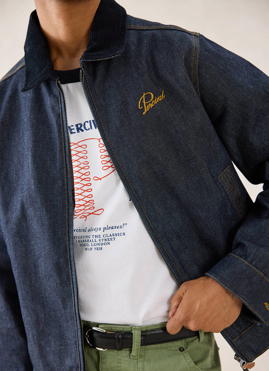 Men's Raw Denim Zip Jacket - Mackey - Indigo | Percival