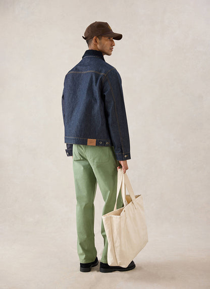 Men's Raw Denim Zip Jacket - Mackey - Indigo | Percival