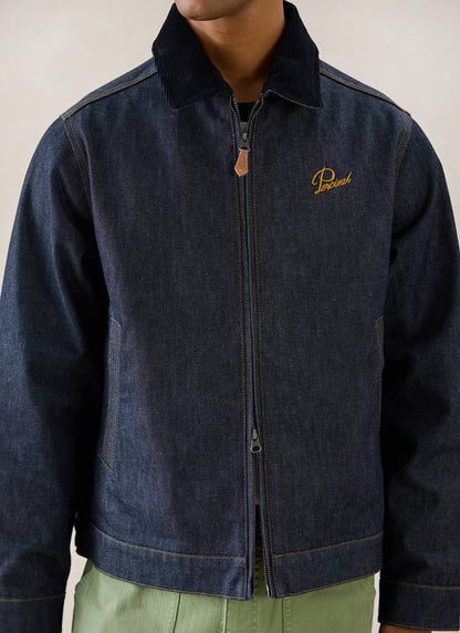 Men's Raw Denim Zip Jacket - Mackey - Indigo | Percival
