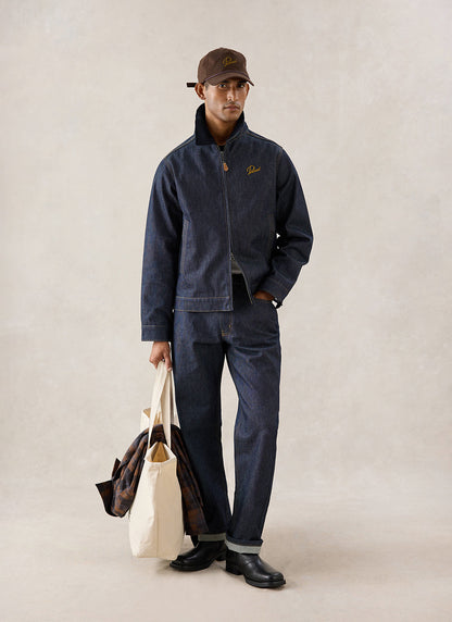 Men's Raw Denim Zip Jacket - Mackey - Indigo | Percival