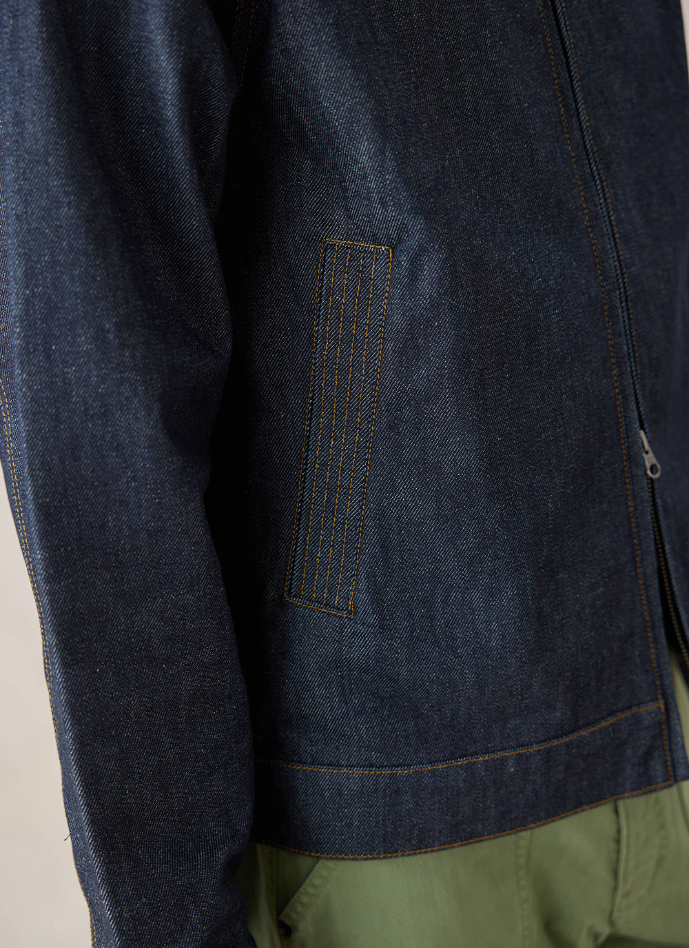Men's Raw Denim Zip Jacket - Mackey - Indigo | Percival