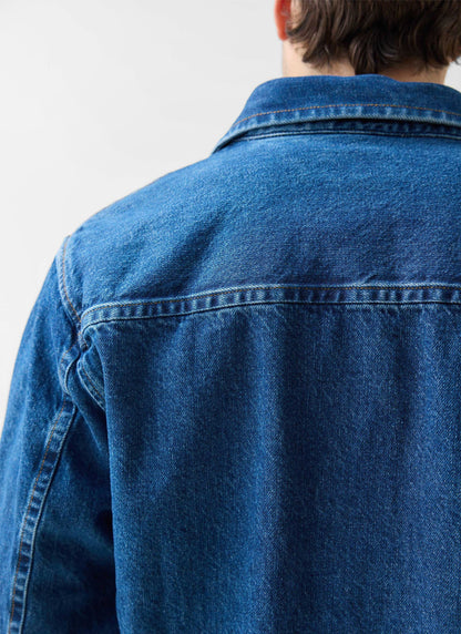 Men's Denim Overshirt - Cotton - Mid Wash Blue | Percival