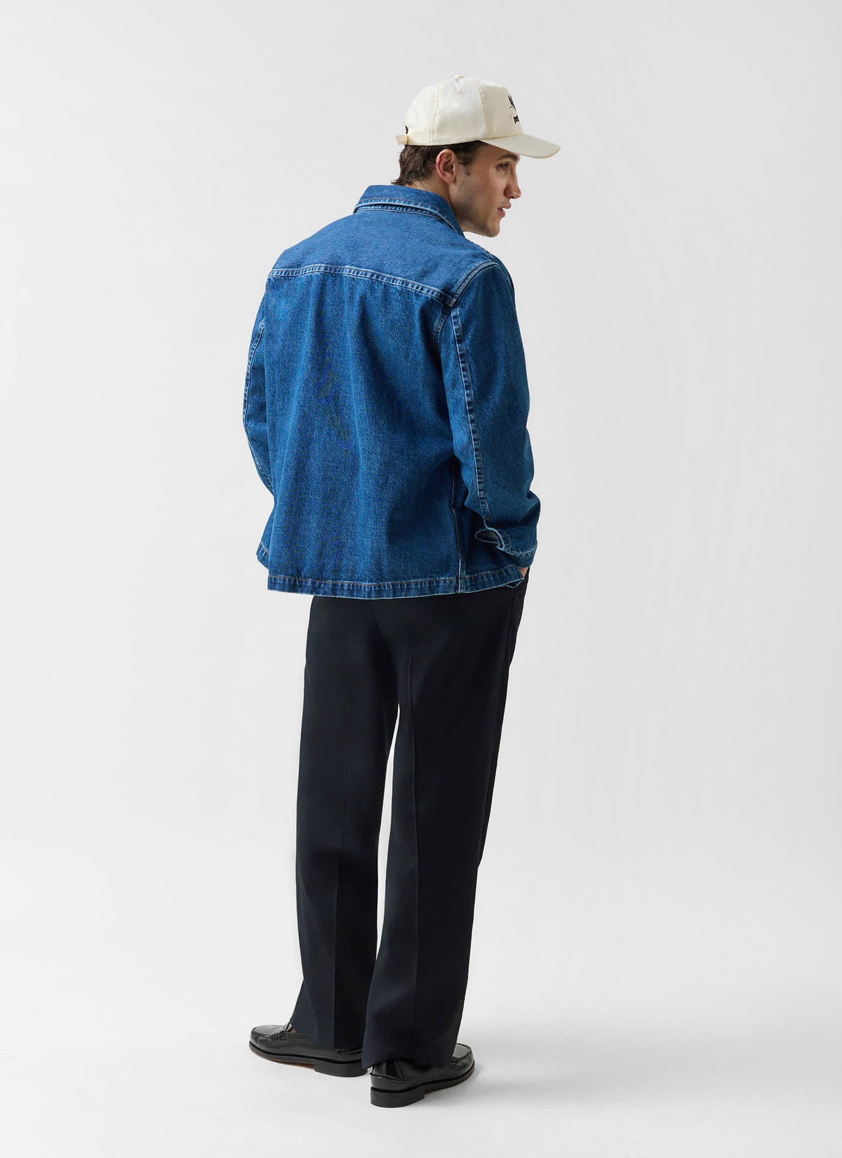 Men's Denim Overshirt - Cotton - Mid Wash Blue | Percival