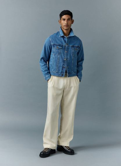 Men's Denim Trucker Jacket - Light Wash Blue | Percival