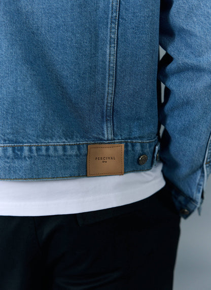 Men's Denim Trucker Jacket - Light Wash Blue | Percival