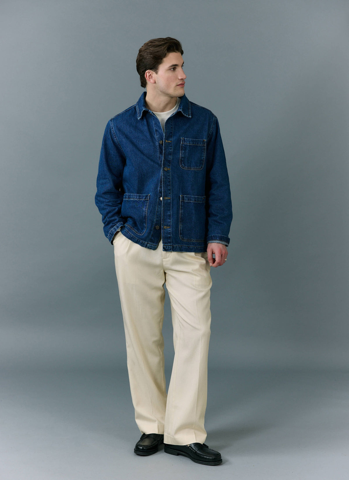 Men's Chore Jacket - Denim - Mid Wash Blue | Percival