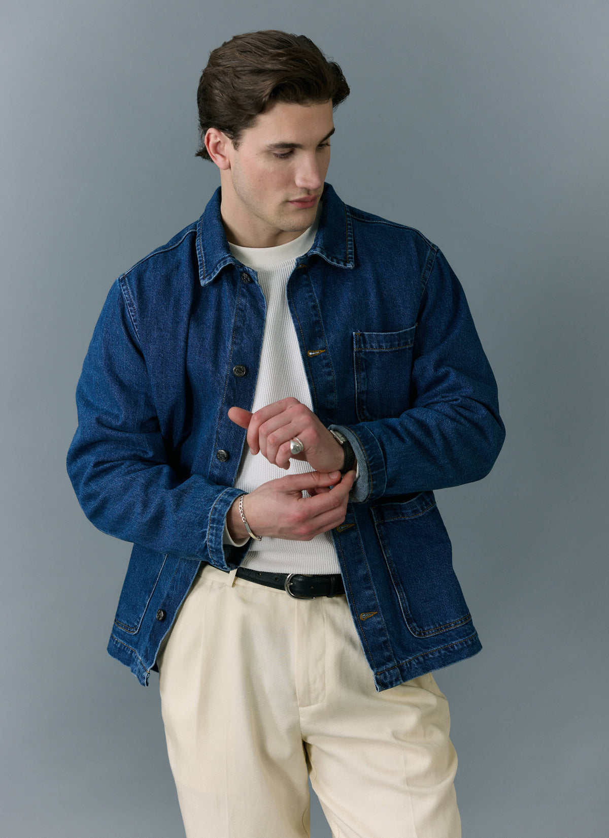 Men's Chore Jacket - Denim - Mid Wash Blue | Percival