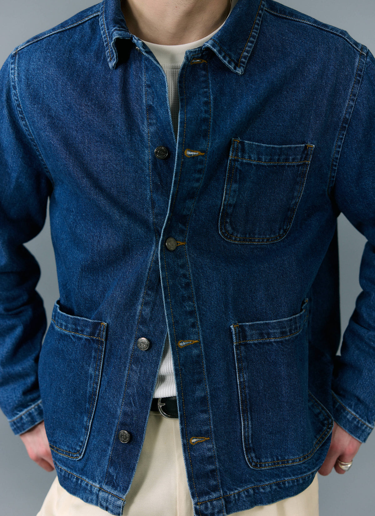 Men's Chore Jacket - Denim - Mid Wash Blue | Percival