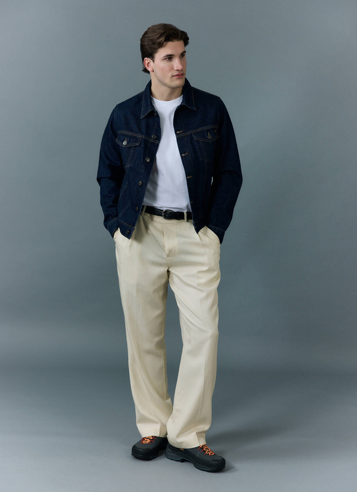 Men's Denim Trucker Jacket - Dark Indigo Blue | Percival