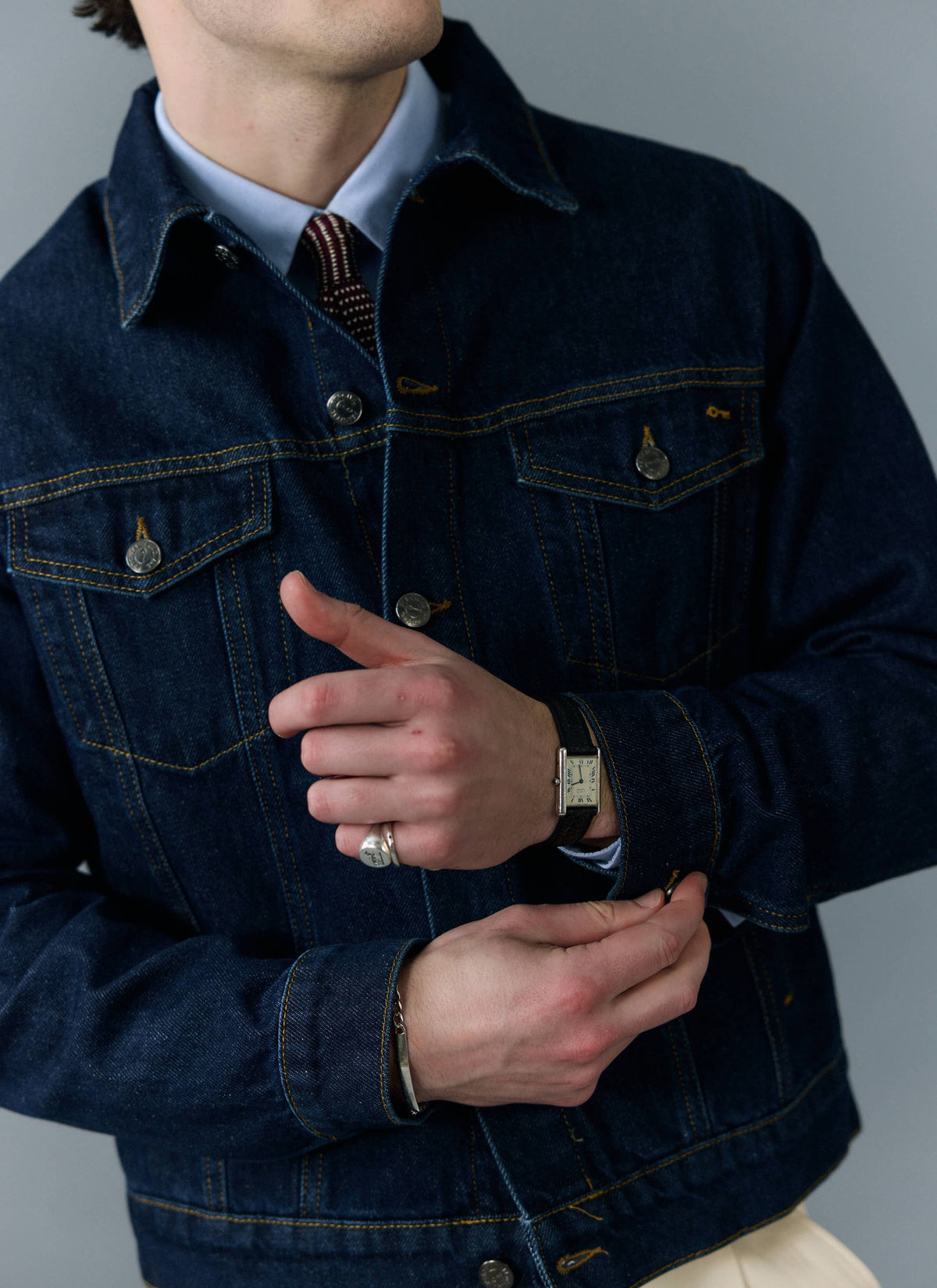 Men's Denim Trucker Jacket - Dark Indigo Blue | Percival