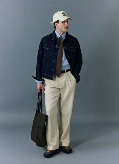 Men's Denim Trucker Jacket - Dark Indigo Blue | Percival